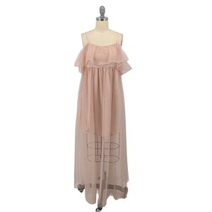 Ever Pretty Cold Shoulder Mesh Maxi Dress Pink S maternity bohemian cottagecore